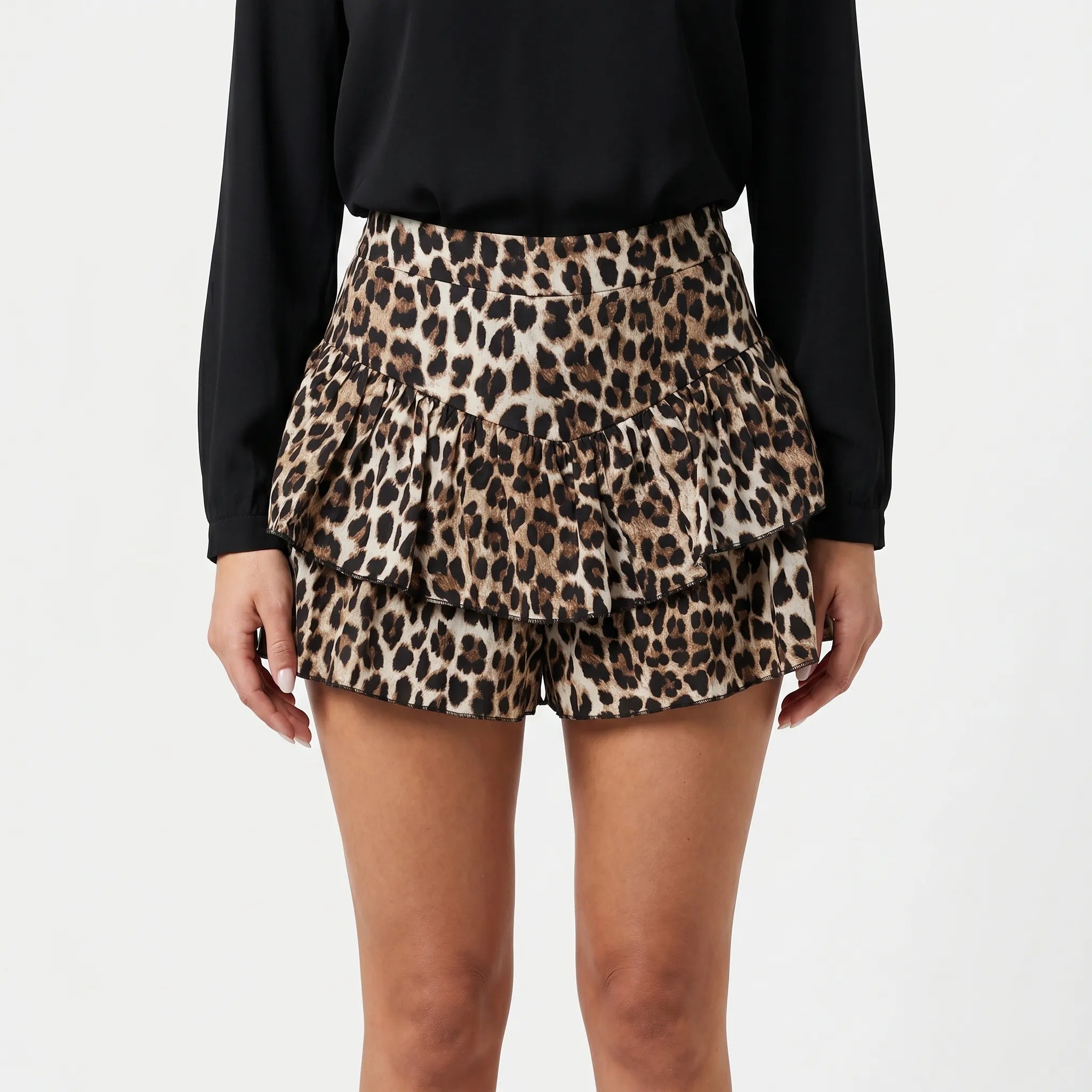 Mini rok dames | Luipaardprint rok met ruffles