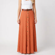 Rok dames | Linnen look maxi rok met losse pasvorm