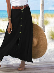 Rok dames | Linnen look maxi rok met losse pasvorm