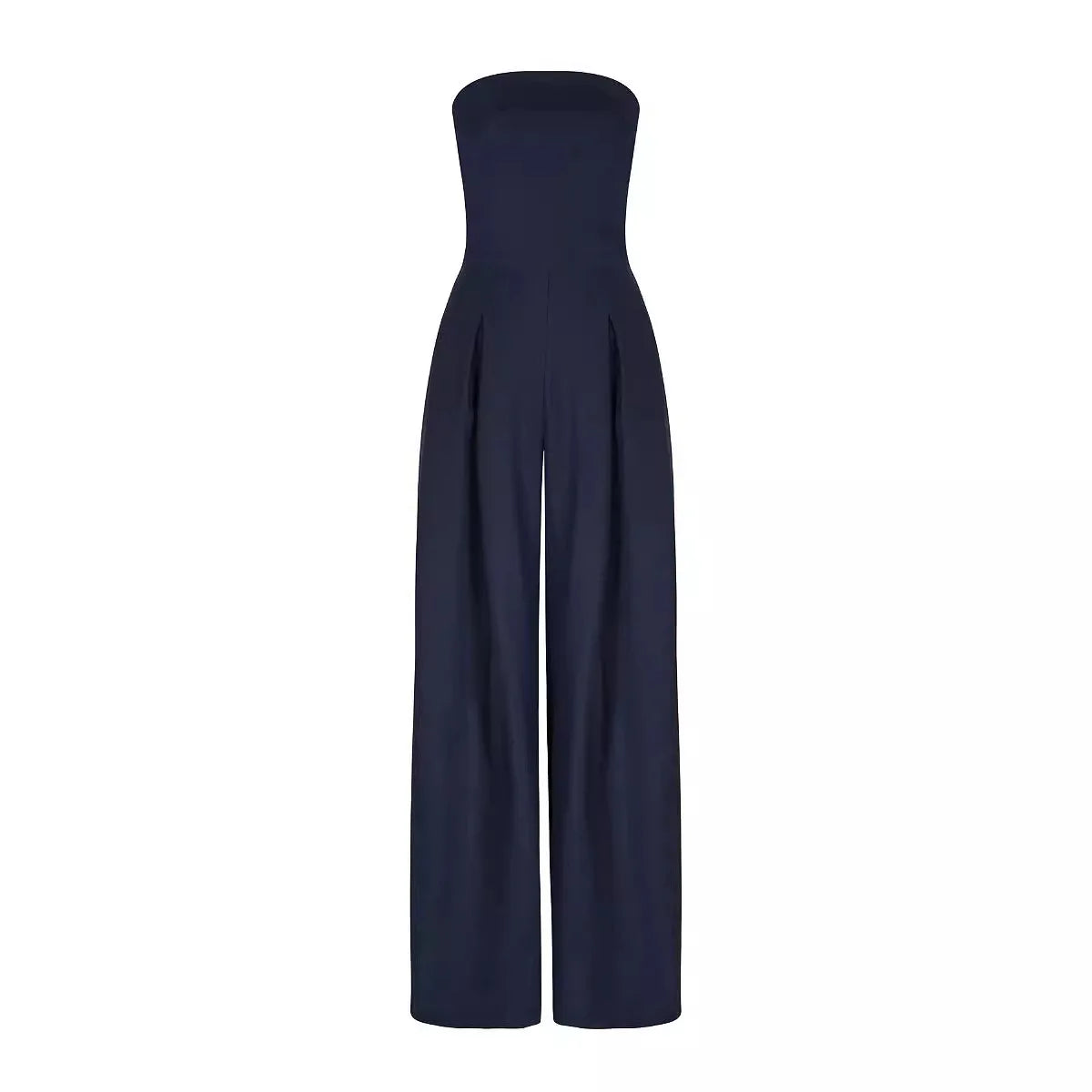 Elegante Strapless Jumpsuit met Wijde Pijpen