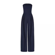 Elegante Strapless Jumpsuit met Wijde Pijpen