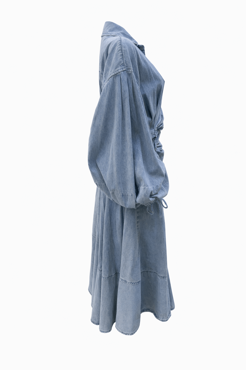 Luzie | Denim Maxi Jurk met Taillestrik - blauw