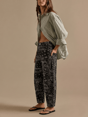 Mid Rise Barrel Jeans - paisleyprint - Zwart