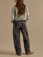 Mid Rise Barrel Jeans - paisleyprint - Zwart