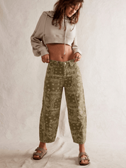 Mid Rise Barrel Jeans - paisleyprint - groen