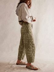 Mid Rise Barrel Jeans - paisleyprint - groen