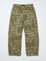 Mid Rise Barrel Jeans - paisleyprint - groen