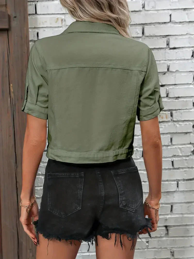 Colette | Dames Denim Jack – Kort Model, Korte Mouwen, Relaxte Fit