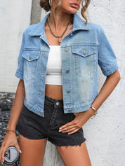 Colette | Dames Denim Jack – Kort Model, Korte Mouwen, Relaxte Fit