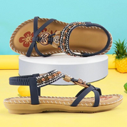 Sandalen dames | Boho sandalen met kralen en elastische band