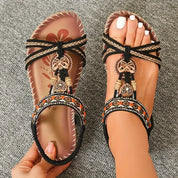 Sandalen dames | Boho sandalen met kralen en elastische band