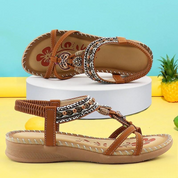 Sandalen dames | Boho sandalen met kralen en elastische band