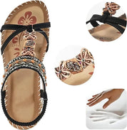 Sandalen dames | Boho sandalen met kralen en elastische band