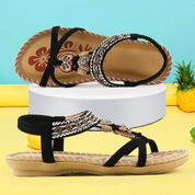 Sandalen dames | Boho sandalen met kralen en elastische band