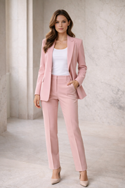 Dames Broekpak – Chique Two Piece Set met Tailored Blazer en Rechte Pantalon