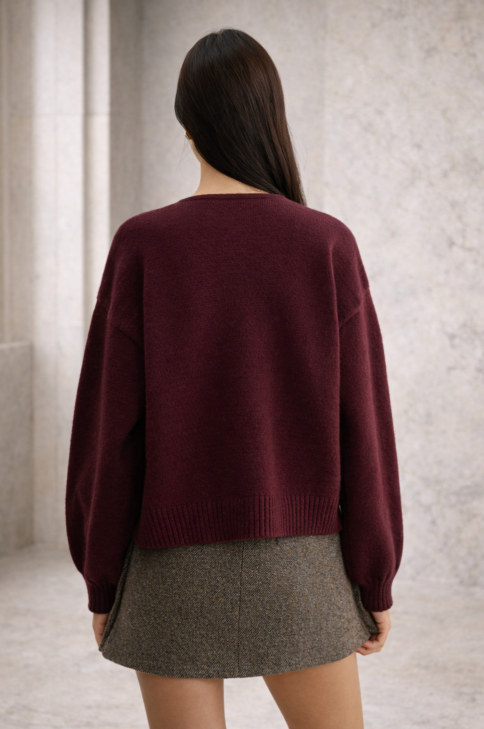 Gebreide Dames Cardigan met Fluwelen Strikken en Bolmouwen