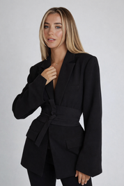 Elegante voor Dames met Riem – Stijlvolle Getailleerde Blazer