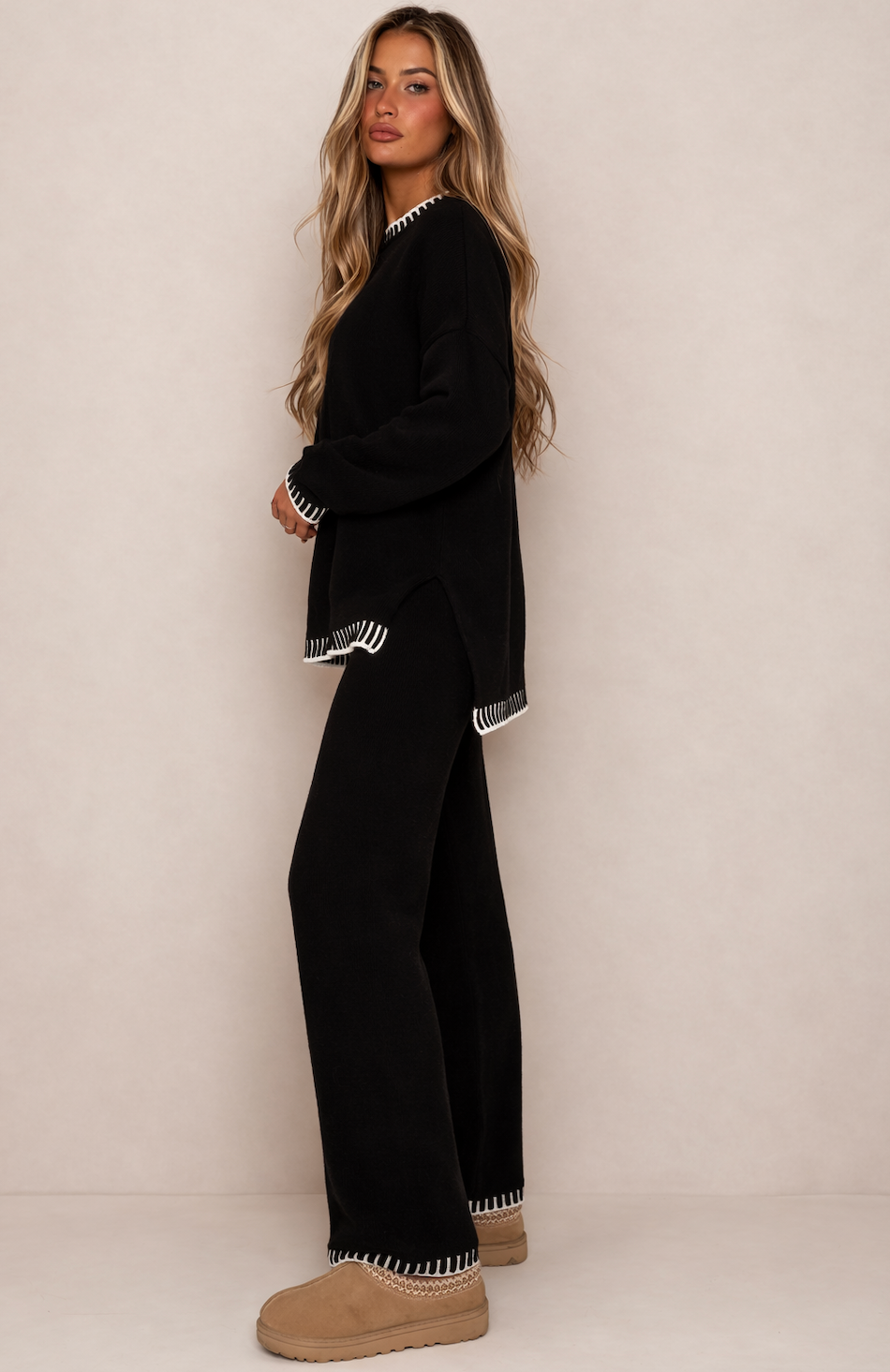 Zachte Comfort Set Dames – Gebreide Tweedelige Outfit voor Winterwarmte