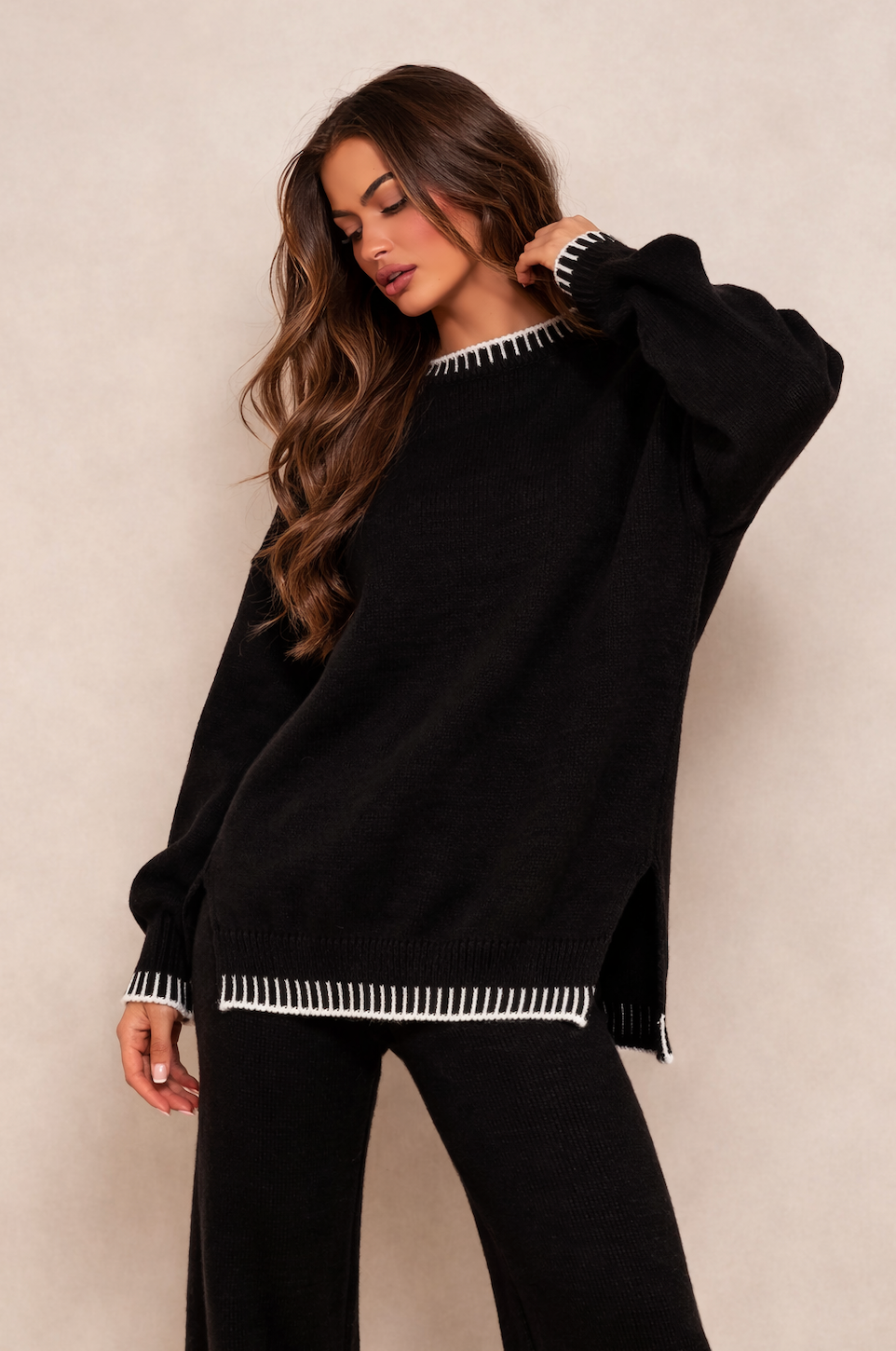 Zachte Comfort Set Dames – Gebreide Tweedelige Outfit voor Winterwarmte
