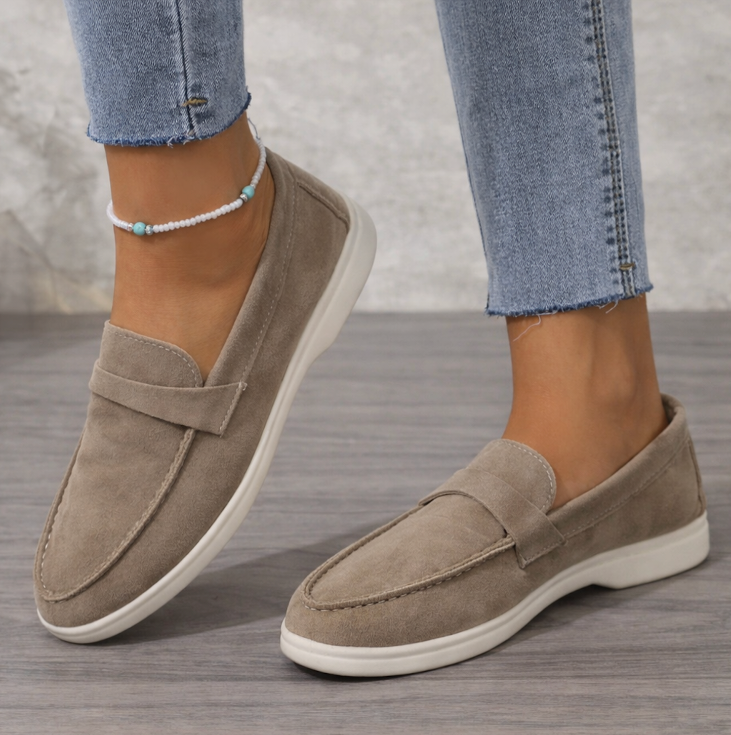 Suède Instappers voor Dames – Slip-on Loafers met Comfortpasvorm