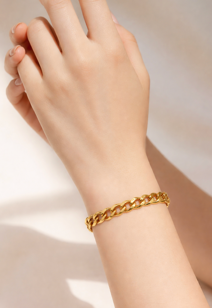 Gouden armband met grove schakels en verlengbare sluiting