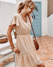 Beige Korte Ibiza Jurk