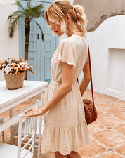 Beige Korte Ibiza Jurk