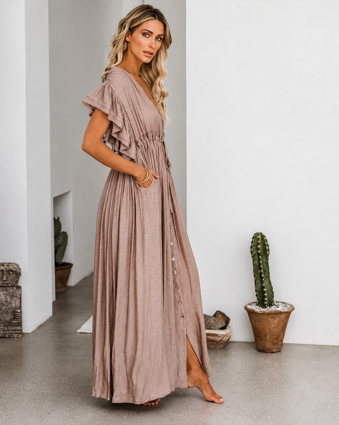 Maxi Taupe Ibiza Jurk