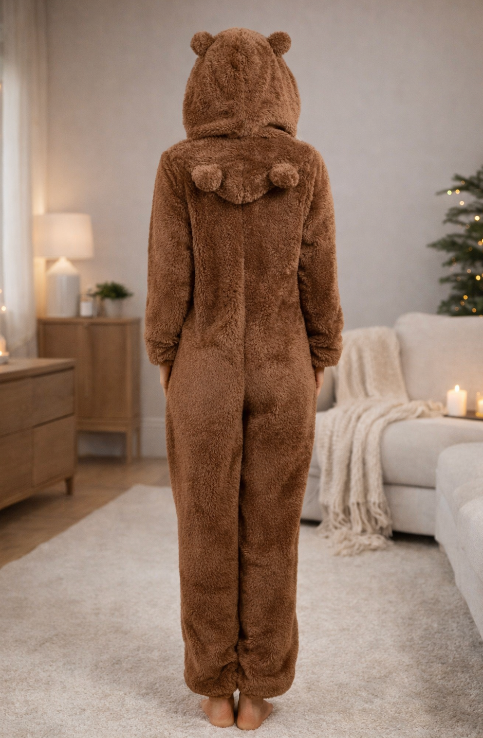 SnugglePaws Fleece Onesie Dames | Superzachte Onesie met Berenoortjes | Warme Loungewear
