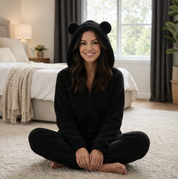 SnugglePaws Fleece Onesie Dames | Superzachte Onesie met Berenoortjes | Warme Loungewear