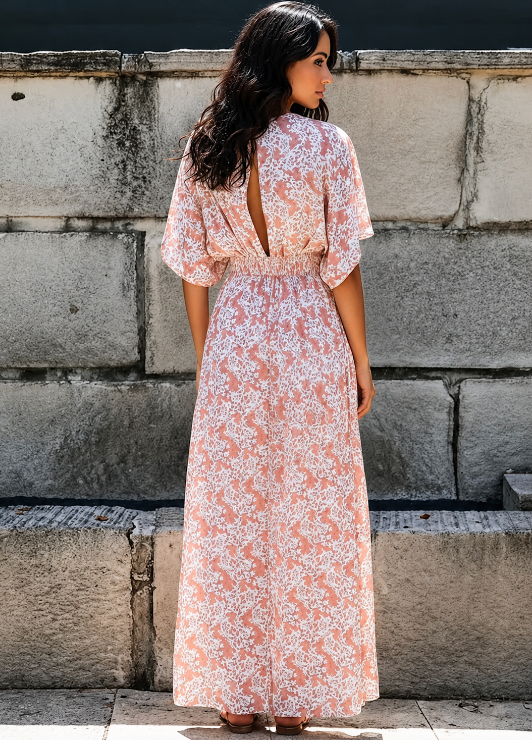 Poederroze Ibiza Jurk Met Print