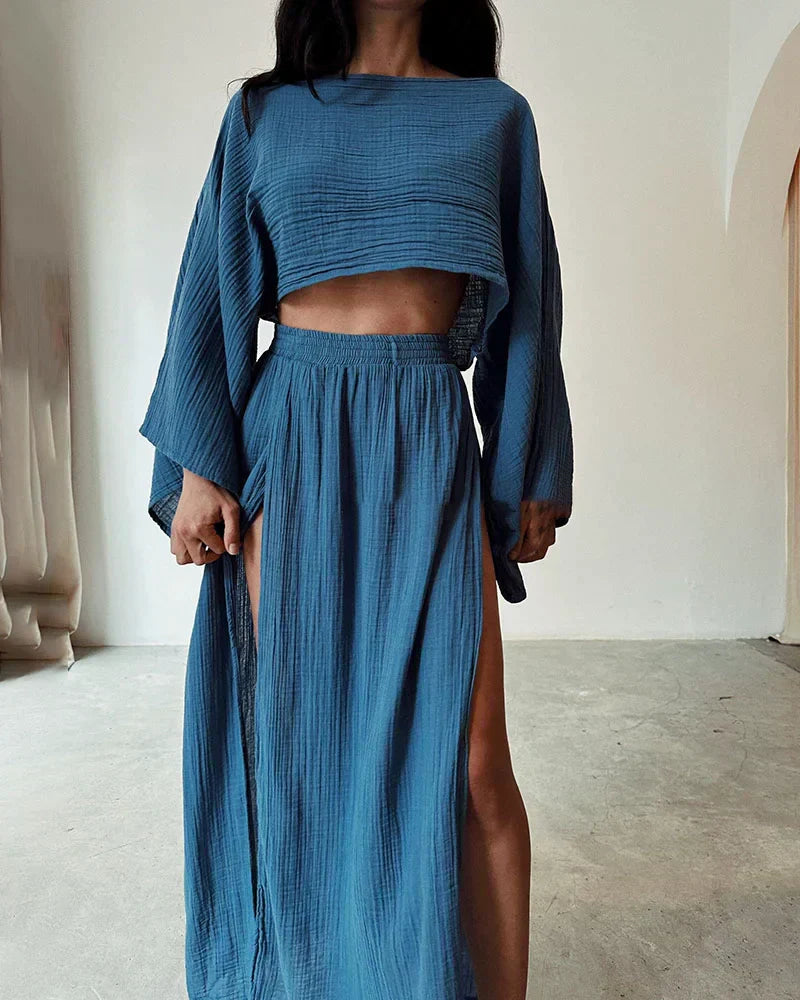Set dames | 2 delige zomer set met crop top en rok