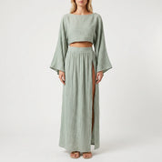 Set dames | 2 delige zomer set met crop top en rok