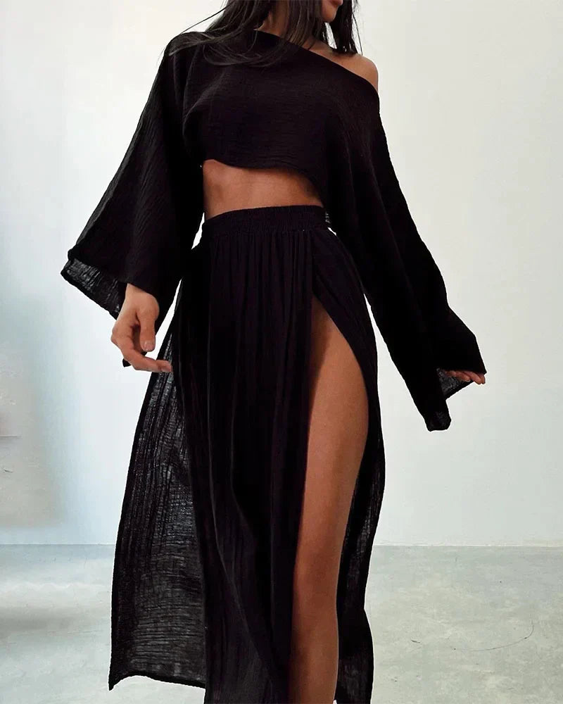 Set dames | 2 delige zomer set met crop top en rok