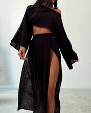 Set dames | 2 delige zomer set met crop top en rok