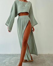 Set dames | 2 delige zomer set met crop top en rok