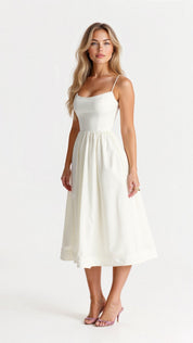 Sophie | A-lijn Midi-jurk voor Dames met Elegante Ascot-stijl