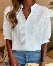 Sophie | Dames Blouse met V-hals en Korte Mouwen voor Zomer