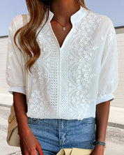 Sophie | Dames Blouse met V-hals en Korte Mouwen voor Zomer