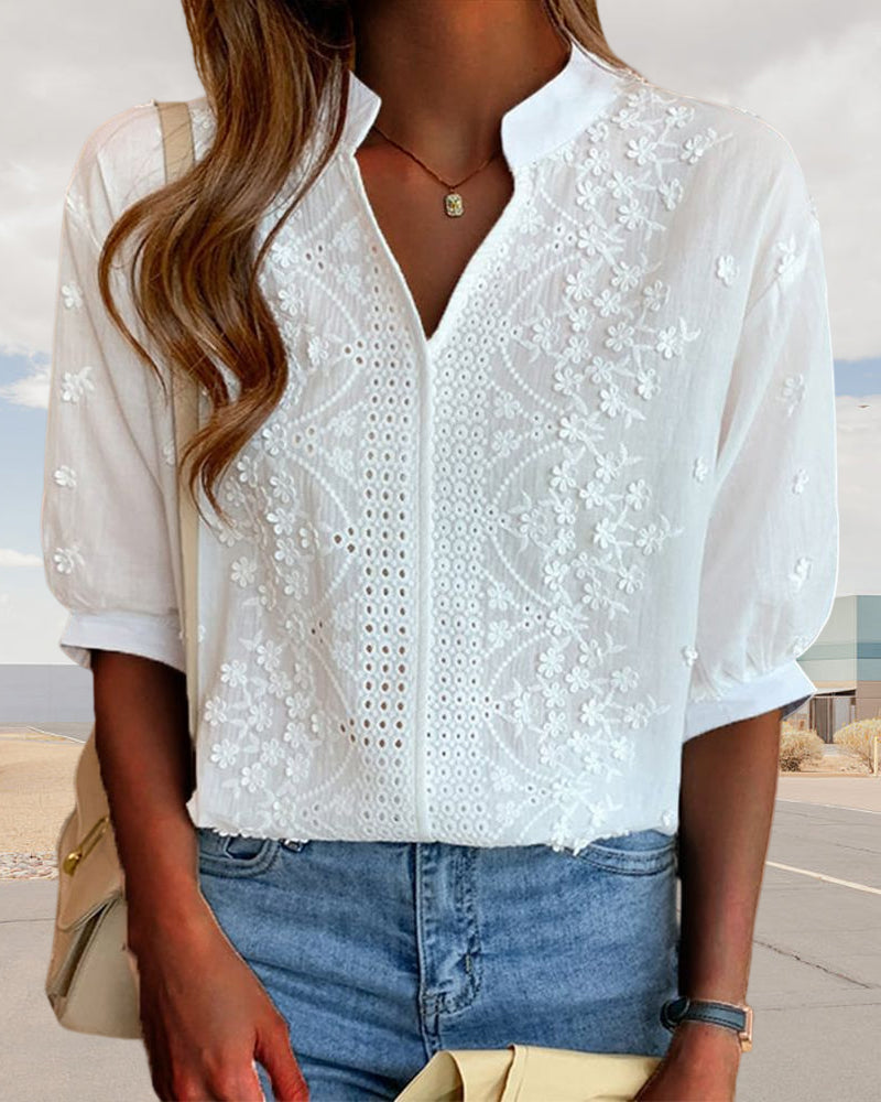 Sophie | Dames Blouse met V-hals en Korte Mouwen voor Zomer
