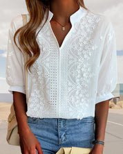 Sophie | Dames Blouse met V-hals en Korte Mouwen voor Zomer