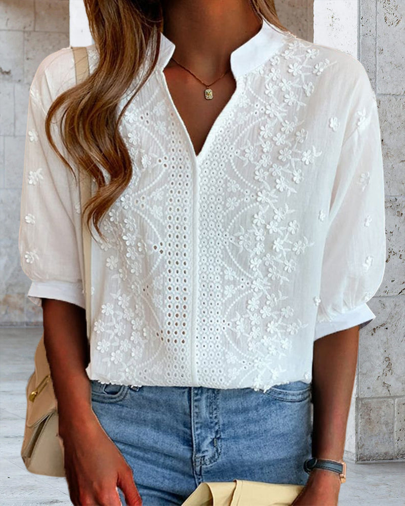 Sophie | Dames Blouse met V-hals en Korte Mouwen voor Zomer
