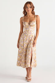 Sophie | Midi Jurk Dames met Corset en Vloeiende Rok voor Zomerse Gelegenheden