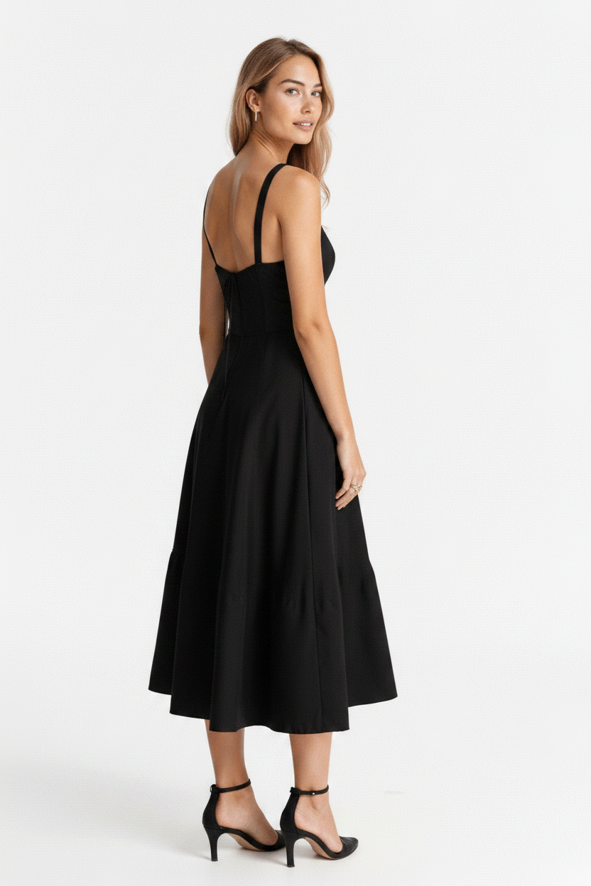 Sophie | Midi Jurk Dames met Corset en Vloeiende Rok voor Zomerse Gelegenheden