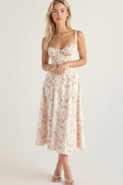 Sophie | Midi Jurk Dames met Corset en Vloeiende Rok voor Zomerse Gelegenheden
