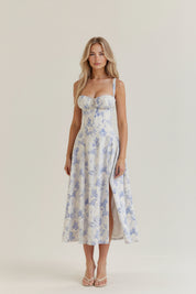 Sophie | Midi Jurk Dames met Corset en Vloeiende Rok voor Zomerse Gelegenheden