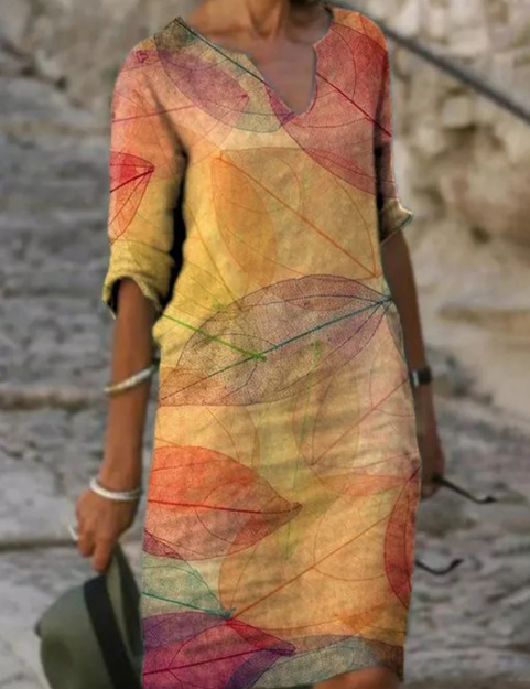 Sophie___Midi_Jurk_Met_V-Hals_En_Print_Voor_Dames_0.png