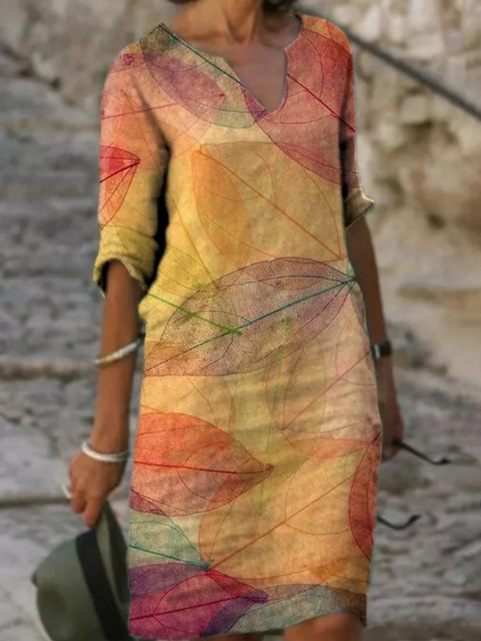 Sophie | Midi Jurk Met V-Hals En Print Voor Dames