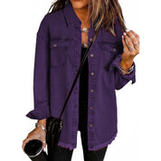 Spijkerjas dames | Denim blouse jas met knopen en regular fit