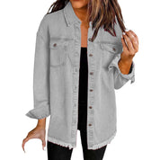 Spijkerjas dames | Denim blouse jas met knopen en regular fit